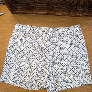 The Limited Blue and White Geometric Shorts